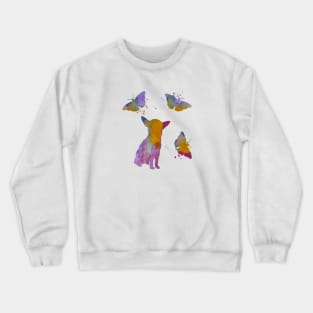 Chihuahua Art, Butterflies, Butterfly Dog Art Crewneck Sweatshirt